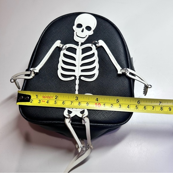 Glow-in-the-Dark Skeleton Mini Backpack Faux Leather Gothic Bag - Picture 4 of 9
